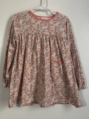 Girls' Pink Floral Long-Sleeve Tunic Top
